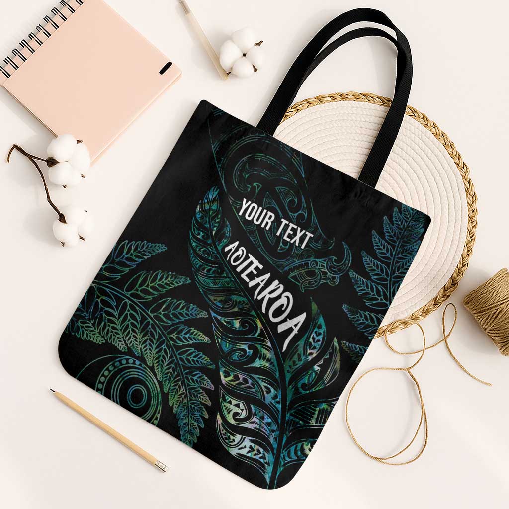 Aotearoa Personalized Lawn Bowls Maori Tote Bag New Zealand Paua Shell Tribal Silver Fern LT7 Black Strap One Size Green - Polynesian Pride
