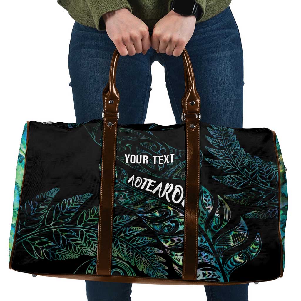 Aotearoa Personalized Lawn Bowls Maori Travel Bag New Zealand Paua Shell Tribal Silver Fern LT7 Green - Polynesian Pride