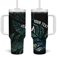 Aotearoa Personalized Lawn Bowls Maori Tumbler With Handle New Zealand Paua Shell Tribal Silver Fern LT7 One Size: 40 oz Green - Polynesian Pride