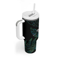 Aotearoa Personalized Lawn Bowls Maori Tumbler With Handle New Zealand Paua Shell Tribal Silver Fern LT7 - Polynesian Pride