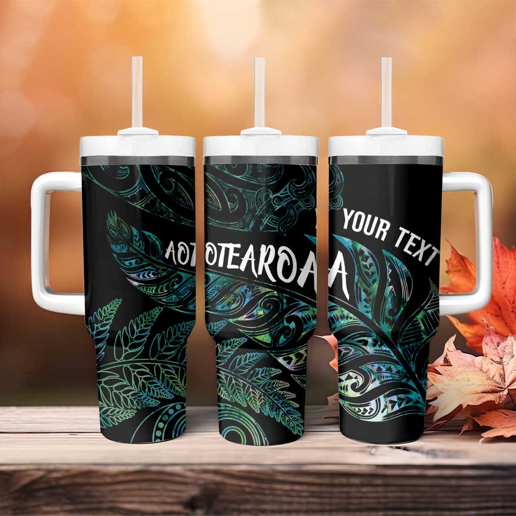 Aotearoa Personalized Lawn Bowls Maori Tumbler With Handle New Zealand Paua Shell Tribal Silver Fern LT7 - Polynesian Pride