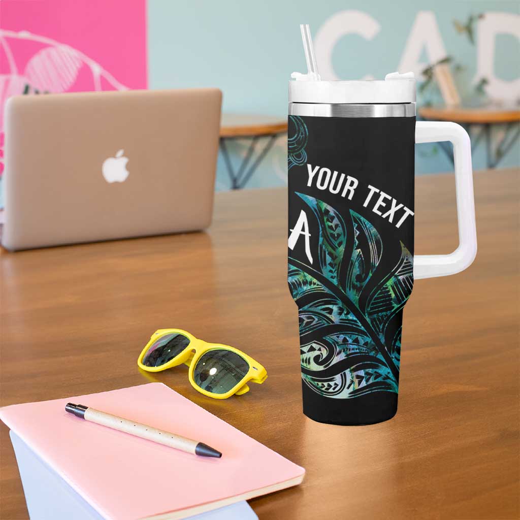 Aotearoa Personalized Lawn Bowls Maori Tumbler With Handle New Zealand Paua Shell Tribal Silver Fern LT7 - Polynesian Pride