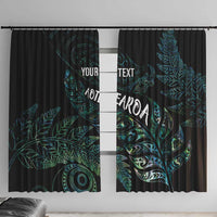 Aotearoa Personalized Lawn Bowls Maori Window Curtain New Zealand Paua Shell Tribal Silver Fern LT7 With Hooks Green - Polynesian Pride