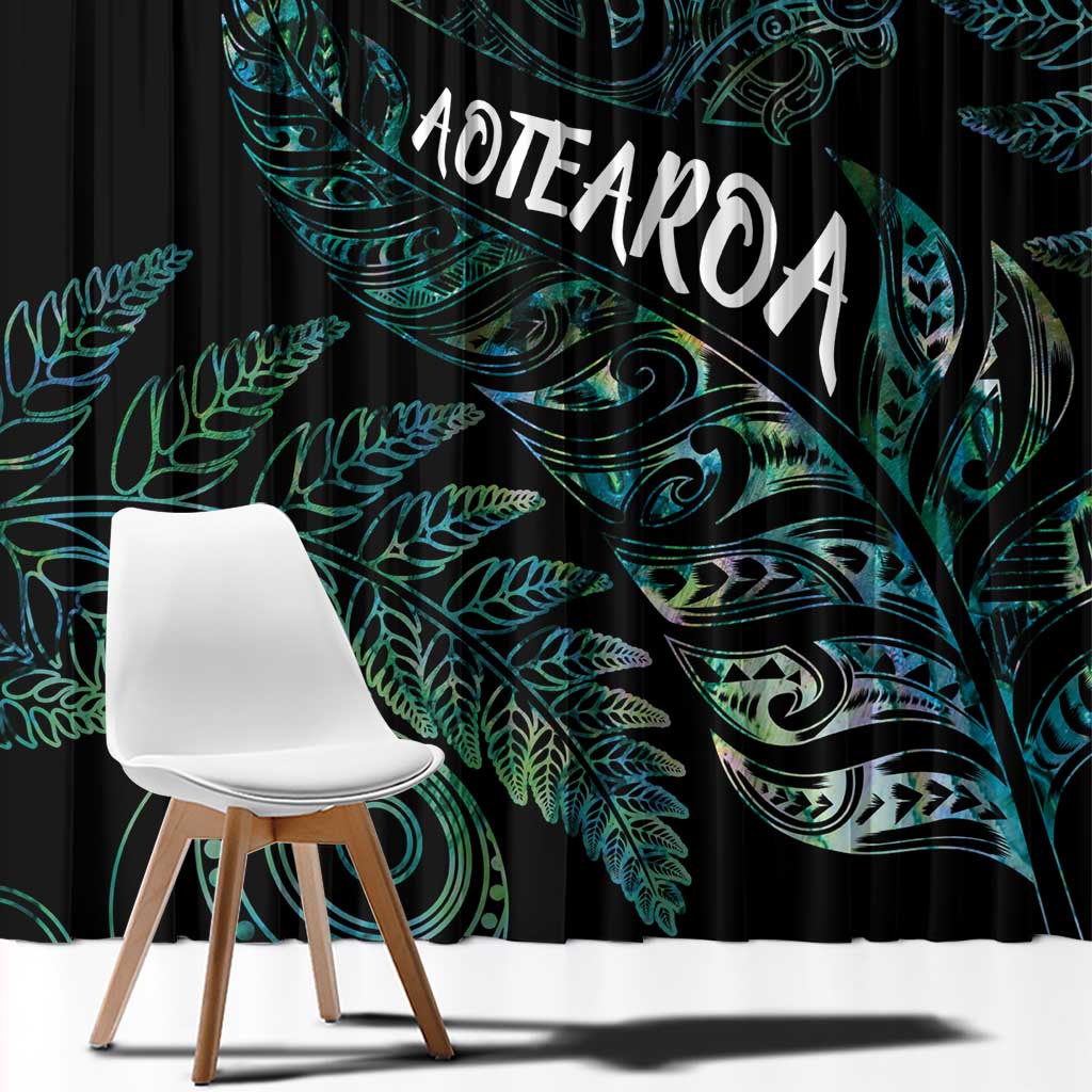 Aotearoa Personalized Lawn Bowls Maori Window Curtain New Zealand Paua Shell Tribal Silver Fern LT7 - Polynesian Pride