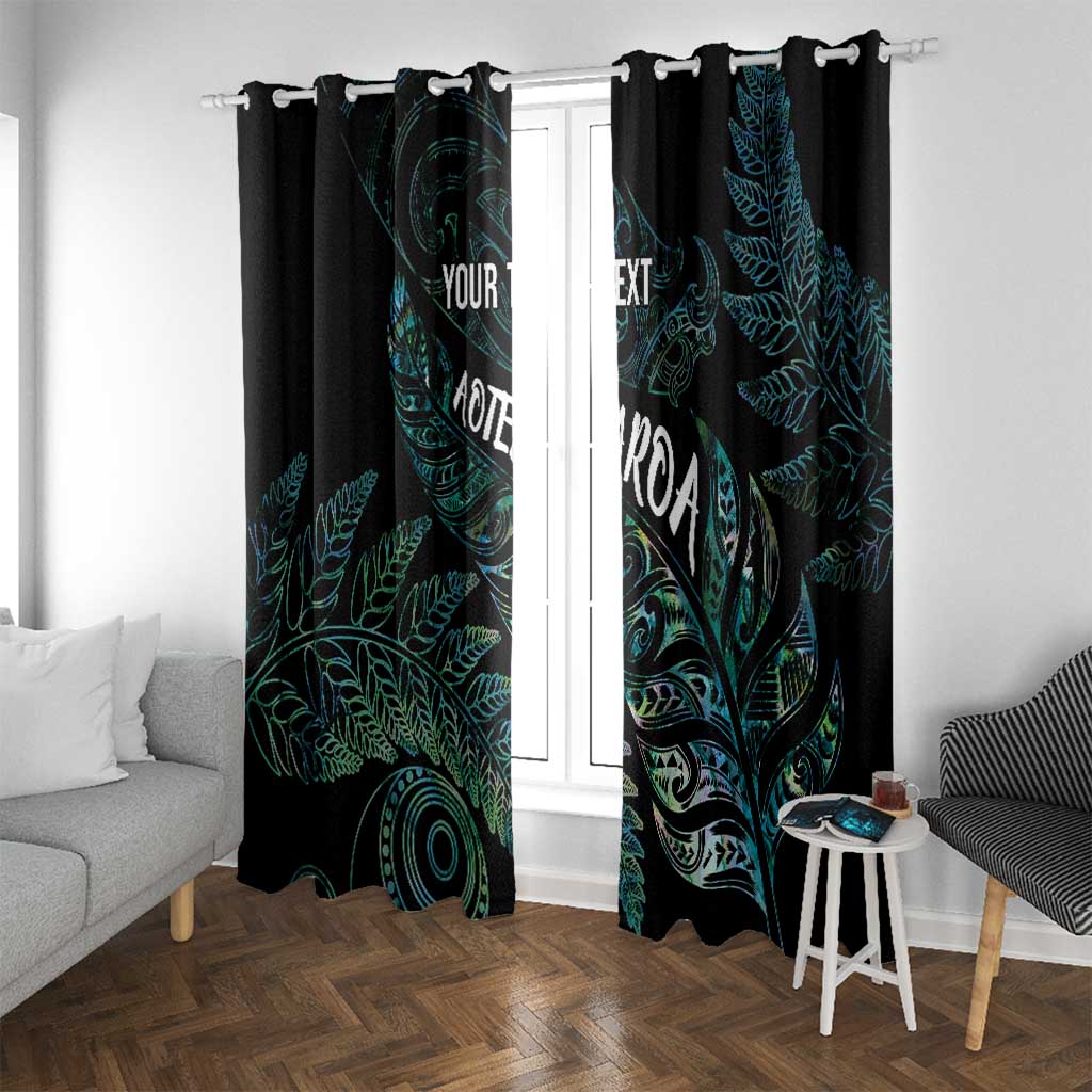 Aotearoa Personalized Lawn Bowls Maori Window Curtain New Zealand Paua Shell Tribal Silver Fern LT7 With Grommets Green - Polynesian Pride