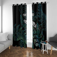Aotearoa Personalized Lawn Bowls Maori Window Curtain New Zealand Paua Shell Tribal Silver Fern LT7 With Grommets Green - Polynesian Pride