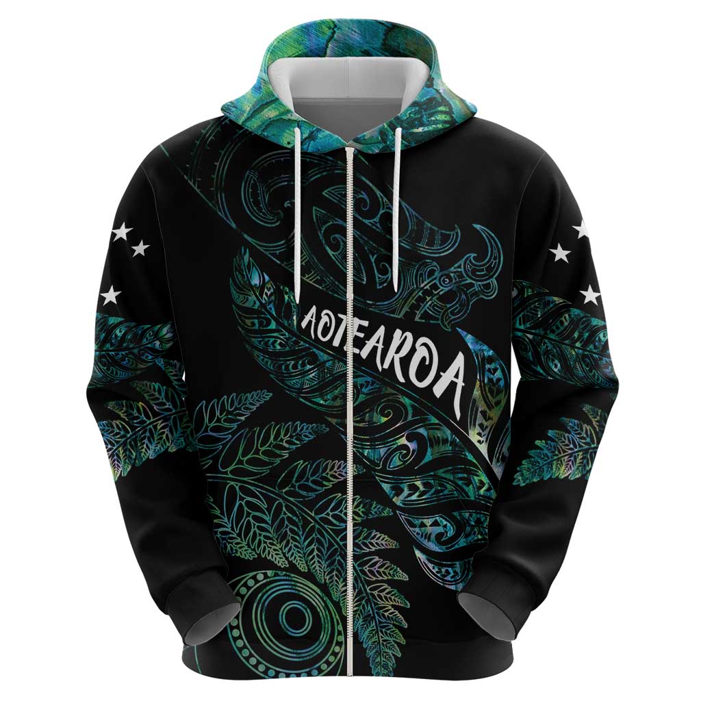 Aotearoa Personalized Lawn Bowls Maori Zip Hoodie New Zealand Paua Shell Tribal Silver Fern LT7 - Polynesian Pride