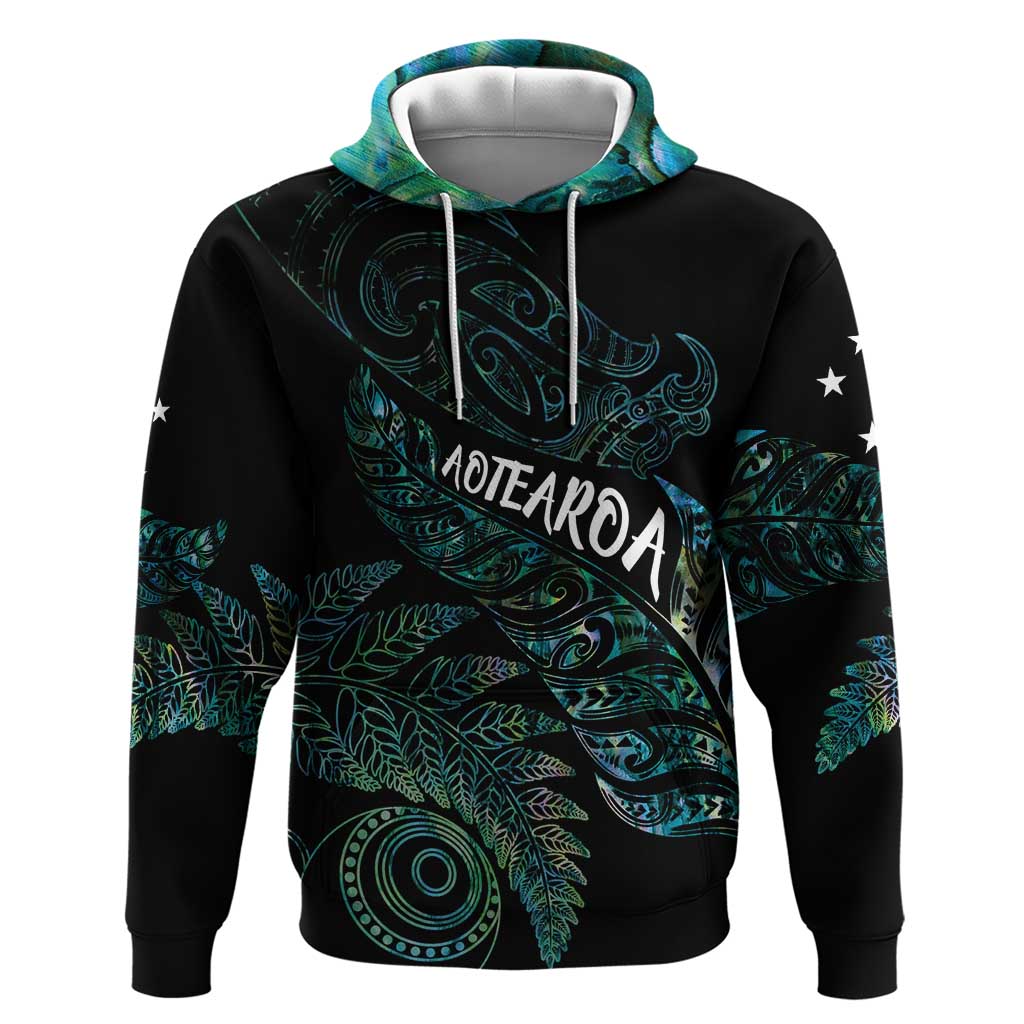 Aotearoa Personalized Lawn Bowls Maori Zip Hoodie New Zealand Paua Shell Tribal Silver Fern LT7 Pullover Hoodie Green - Polynesian Pride