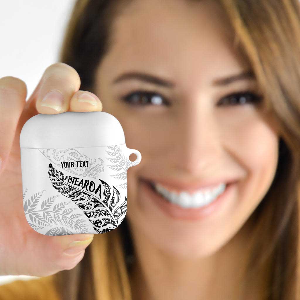 Aotearoa Personalized Lawn Bowls Maori AirPods Case New Zealand White Tribal Silver Fern LT7 - Polynesian Pride