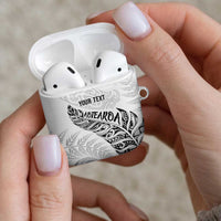 Aotearoa Personalized Lawn Bowls Maori AirPods Case New Zealand White Tribal Silver Fern LT7 - Polynesian Pride