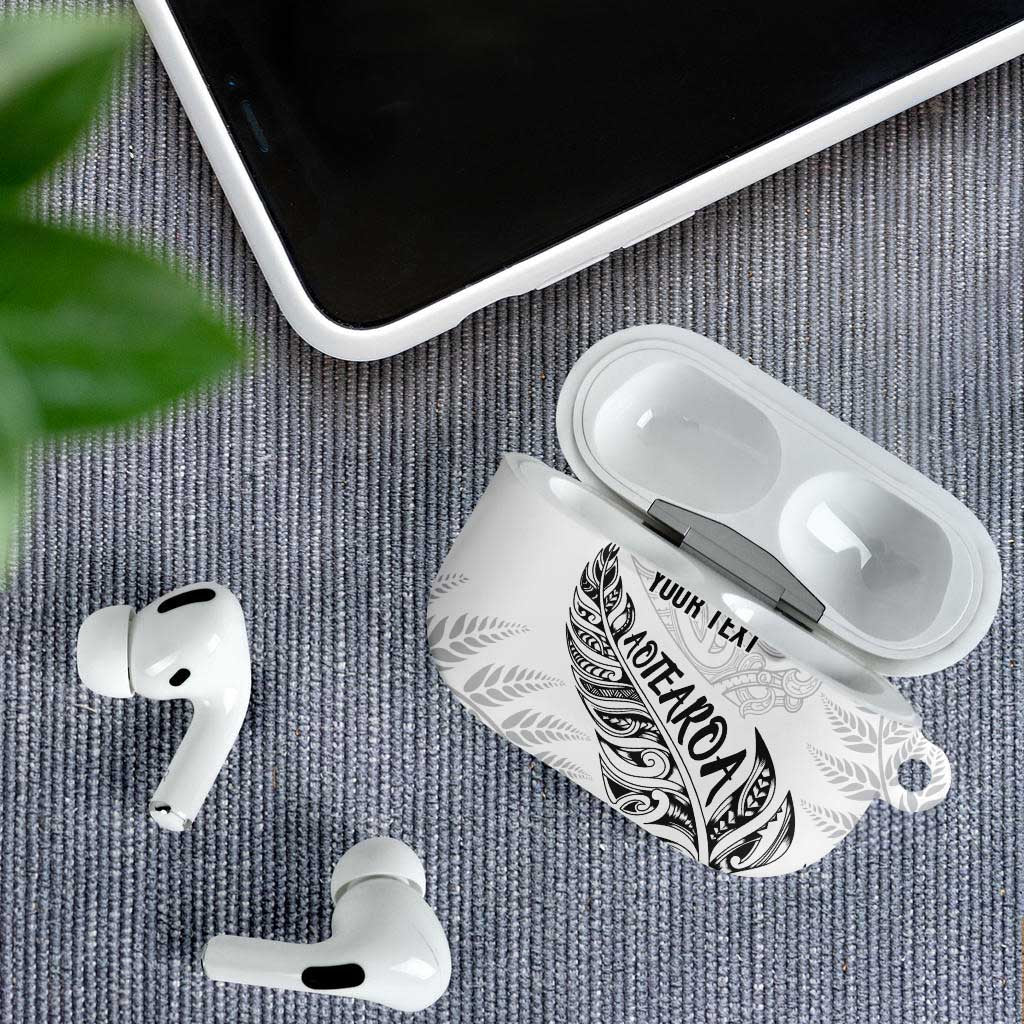 Aotearoa Personalized Lawn Bowls Maori AirPods Case New Zealand White Tribal Silver Fern LT7 - Polynesian Pride