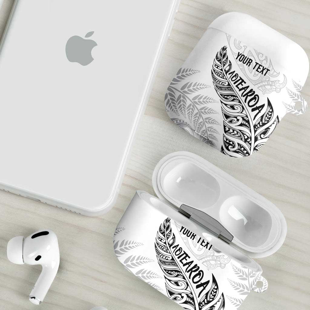 Aotearoa Personalized Lawn Bowls Maori AirPods Case New Zealand White Tribal Silver Fern LT7 - Polynesian Pride