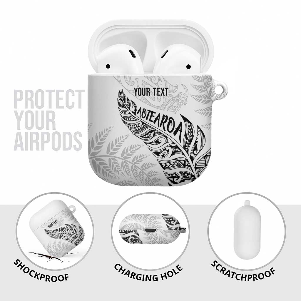Aotearoa Personalized Lawn Bowls Maori AirPods Case New Zealand White Tribal Silver Fern LT7 - Polynesian Pride