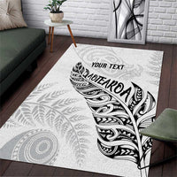 Aotearoa Personalized Lawn Bowls Maori Area Rug New Zealand White Tribal Silver Fern - Polynesian Pride