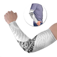 Aotearoa Personalized Lawn Bowls Maori Arm Sleeves New Zealand White Tribal Silver Fern LT7 Set of 2 White - Polynesian Pride