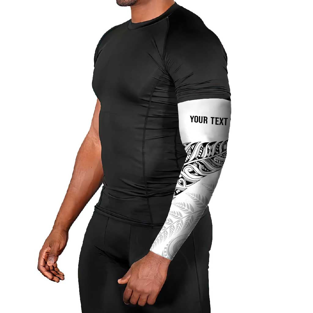 Aotearoa Personalized Lawn Bowls Maori Arm Sleeves New Zealand White Tribal Silver Fern LT7 - Polynesian Pride
