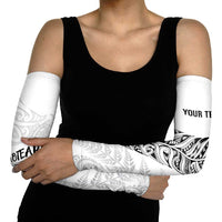 Aotearoa Personalized Lawn Bowls Maori Arm Sleeves New Zealand White Tribal Silver Fern LT7 - Polynesian Pride