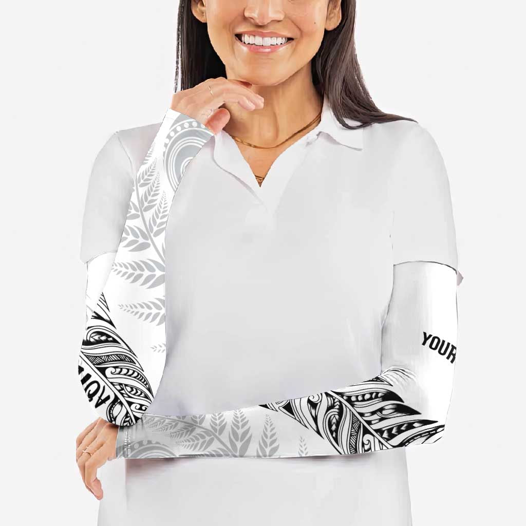 Aotearoa Personalized Lawn Bowls Maori Arm Sleeves New Zealand White Tribal Silver Fern LT7 - Polynesian Pride