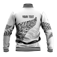 Aotearoa Personalized Lawn Bowls Maori Baseball Jacket New Zealand White Tribal Silver Fern LT7 - Polynesian Pride