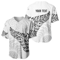 Aotearoa Personalized Lawn Bowls Maori Baseball Jersey New Zealand White Tribal Silver Fern - Polynesian Pride