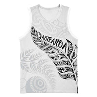 Aotearoa Personalized Lawn Bowls Maori Basketball Jersey New Zealand White Tribal Silver Fern LT7 Unisex White - Polynesian Pride
