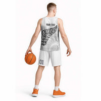 Aotearoa Personalized Lawn Bowls Maori Basketball Jersey New Zealand White Tribal Silver Fern LT7 - Polynesian Pride