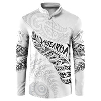 Aotearoa Personalized Lawn Bowls Maori Button Sweatshirt New Zealand White Tribal Silver Fern LT7 White - Polynesian Pride
