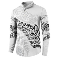 Aotearoa Personalized Lawn Bowls Maori Button Sweatshirt New Zealand White Tribal Silver Fern LT7 - Polynesian Pride