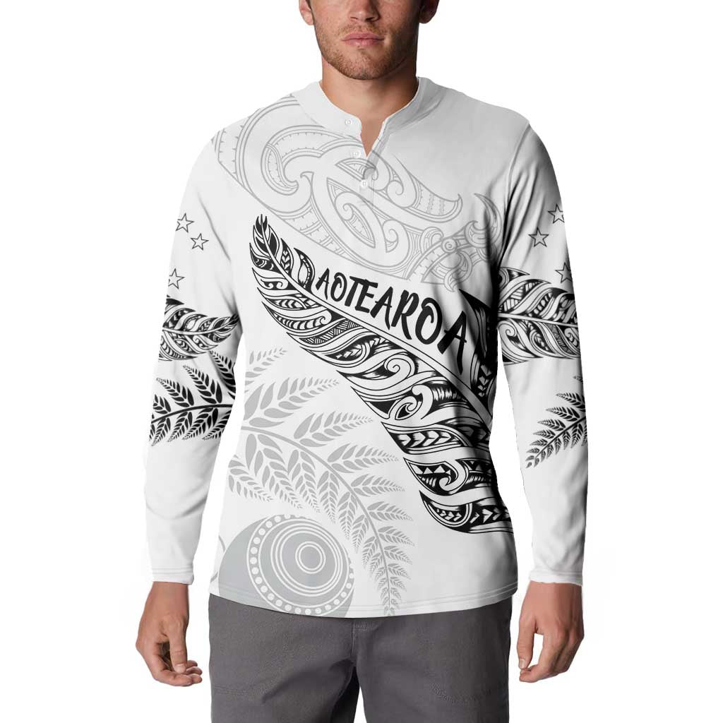 Aotearoa Personalized Lawn Bowls Maori Button Sweatshirt New Zealand White Tribal Silver Fern LT7 - Polynesian Pride