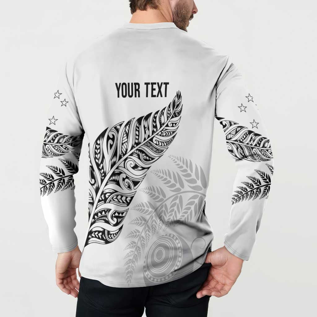 Aotearoa Personalized Lawn Bowls Maori Button Sweatshirt New Zealand White Tribal Silver Fern LT7 - Polynesian Pride