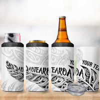 Aotearoa Personalized Lawn Bowls Maori 4 in 1 Can Cooler Tumbler New Zealand White Tribal Silver Fern LT7 - Polynesian Pride