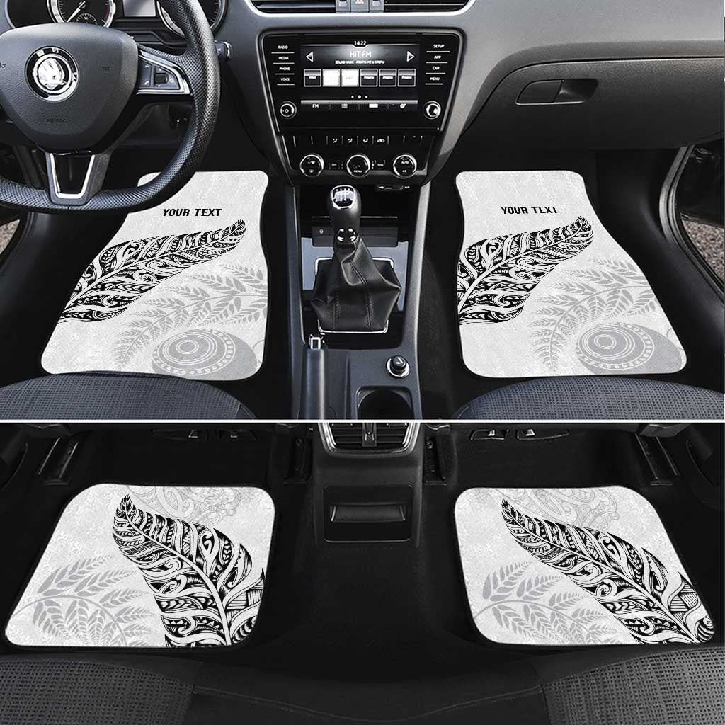 Aotearoa Personalized Lawn Bowls Maori Car Mats New Zealand White Tribal Silver Fern LT7 Set 4pcs White - Polynesian Pride