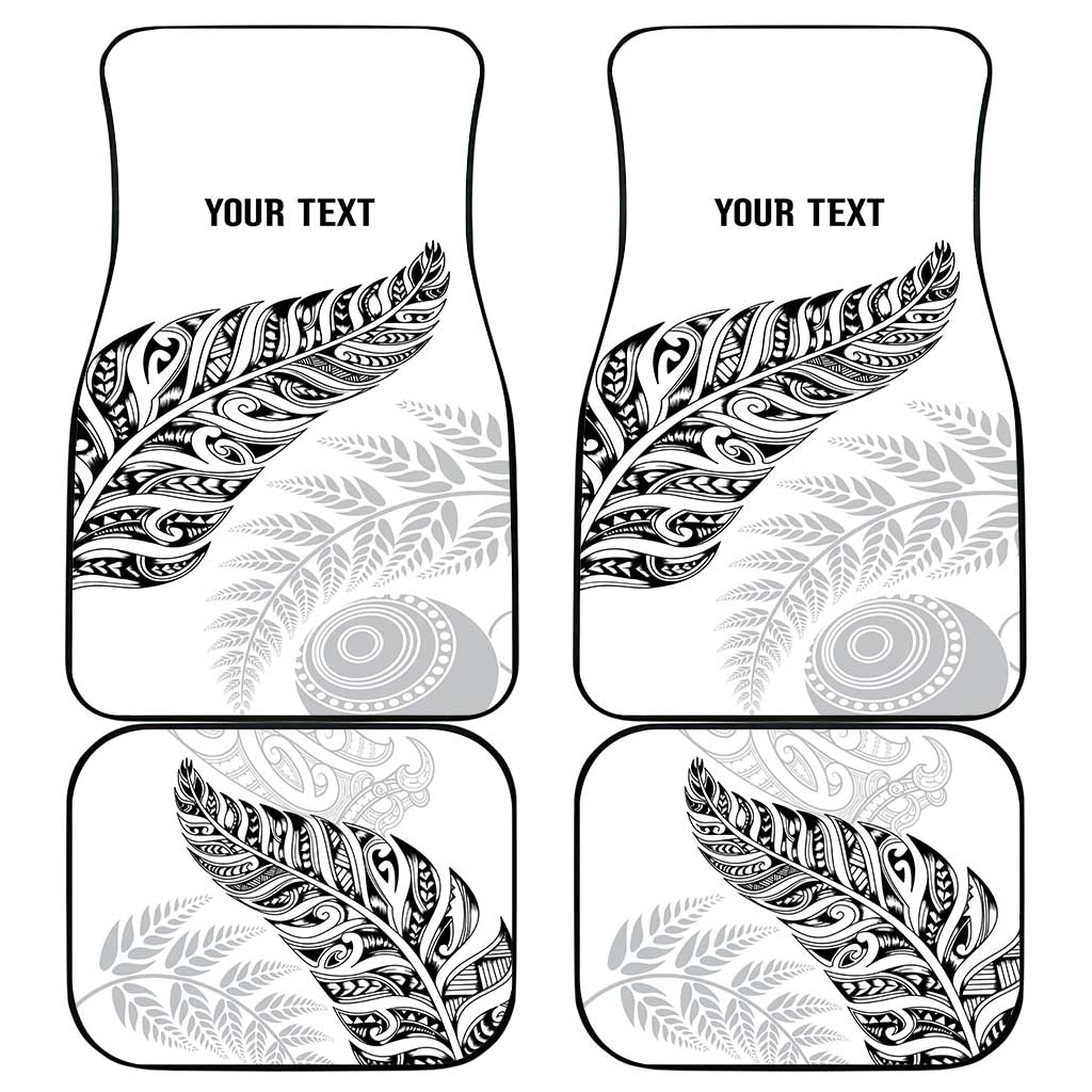 Aotearoa Personalized Lawn Bowls Maori Car Mats New Zealand White Tribal Silver Fern LT7 - Polynesian Pride