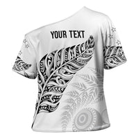 Aotearoa Personalized Lawn Bowls Maori Cross Shoulder Shirt New Zealand White Tribal Silver Fern LT7 - Polynesian Pride