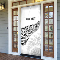 Aotearoa Personalized Lawn Bowls Maori Door Cover New Zealand White Tribal Silver Fern LT7 - Polynesian Pride