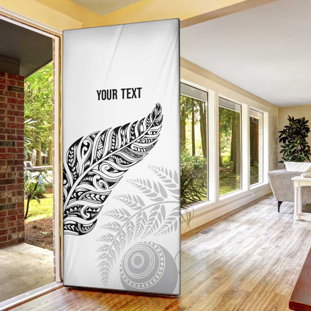 Aotearoa Personalized Lawn Bowls Maori Door Cover New Zealand White Tribal Silver Fern LT7 - Polynesian Pride