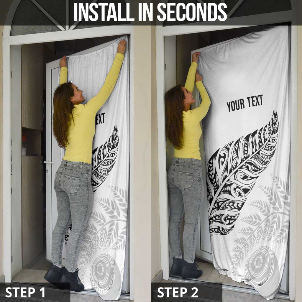 Aotearoa Personalized Lawn Bowls Maori Door Cover New Zealand White Tribal Silver Fern LT7 - Polynesian Pride