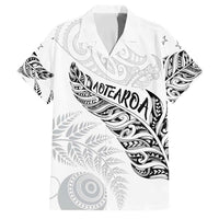 Aotearoa Personalized Lawn Bowls Maori Family Matching Off Shoulder Short Dress and Hawaiian Shirt New Zealand White Tribal Silver Fern LT7 Dad's Shirt - Short Sleeve White - Polynesian Pride