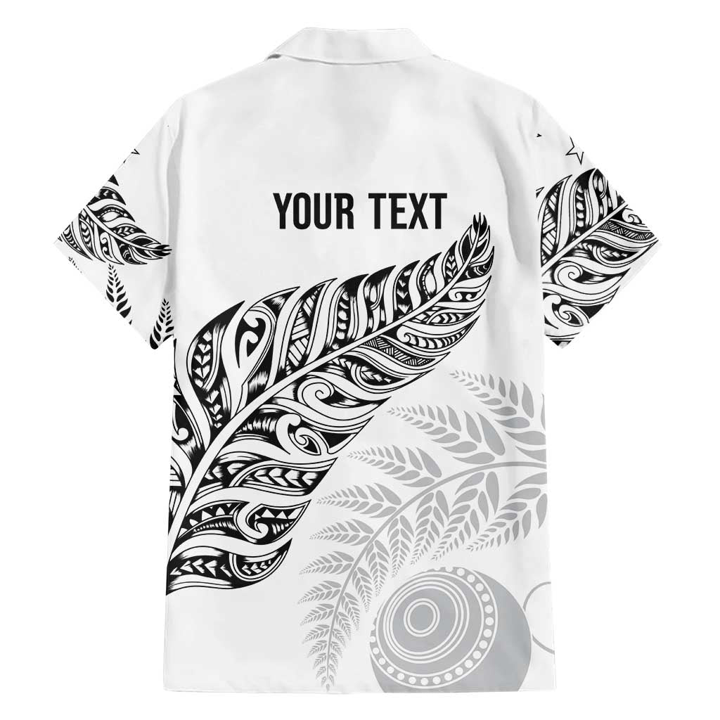 Aotearoa Personalized Lawn Bowls Maori Family Matching Puletasi and Hawaiian Shirt New Zealand White Tribal Silver Fern LT7 - Polynesian Pride