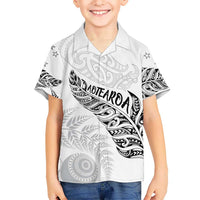Aotearoa Personalized Lawn Bowls Maori Family Matching Puletasi and Hawaiian Shirt New Zealand White Tribal Silver Fern LT7 Son's Shirt White - Polynesian Pride