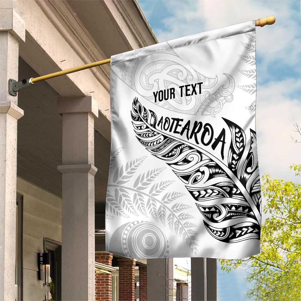 Aotearoa Personalized Lawn Bowls Maori Garden Flag New Zealand White Tribal Silver Fern LT7 House Flag White - Polynesian Pride