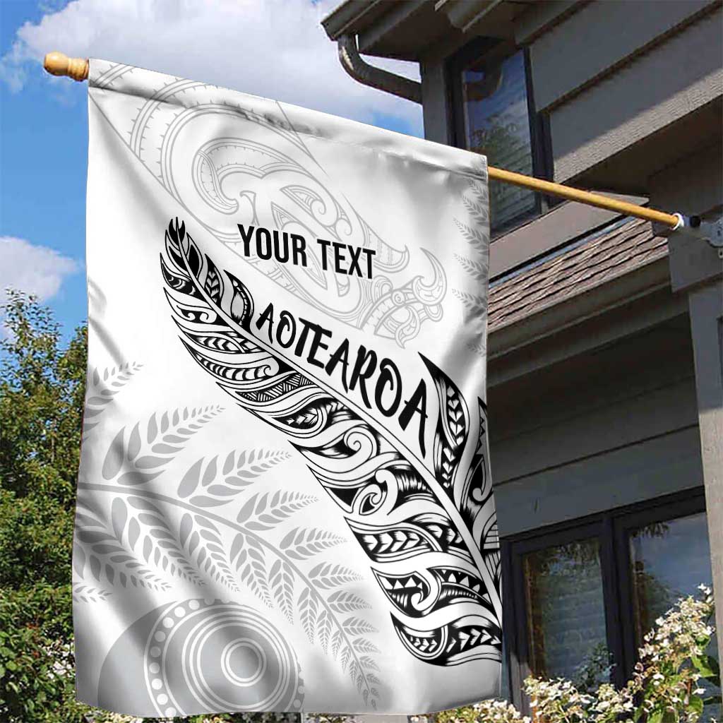 Aotearoa Personalized Lawn Bowls Maori Garden Flag New Zealand White Tribal Silver Fern LT7 - Polynesian Pride
