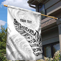 Aotearoa Personalized Lawn Bowls Maori Garden Flag New Zealand White Tribal Silver Fern LT7 - Polynesian Pride