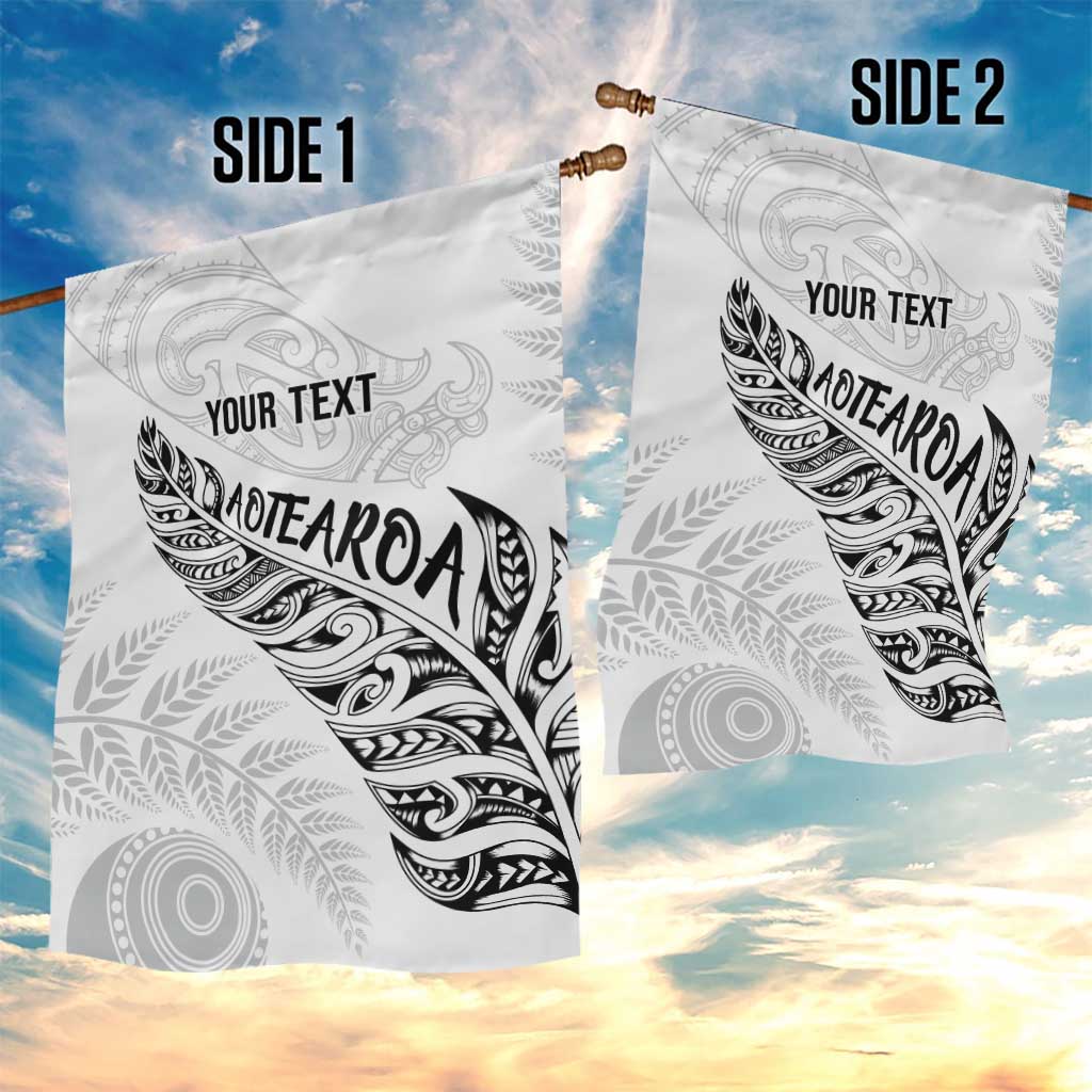 Aotearoa Personalized Lawn Bowls Maori Garden Flag New Zealand White Tribal Silver Fern LT7 - Polynesian Pride
