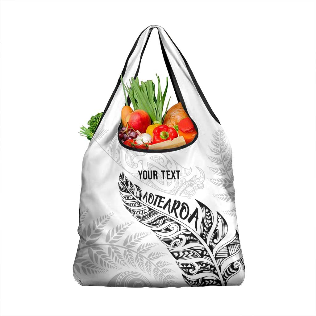 Aotearoa Personalized Lawn Bowls Maori Grocery Bag New Zealand White Tribal Silver Fern LT7 1-pack One Size White - Polynesian Pride