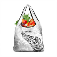 Aotearoa Personalized Lawn Bowls Maori Grocery Bag New Zealand White Tribal Silver Fern LT7 1-pack One Size White - Polynesian Pride
