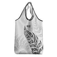 Aotearoa Personalized Lawn Bowls Maori Grocery Bag New Zealand White Tribal Silver Fern LT7 - Polynesian Pride