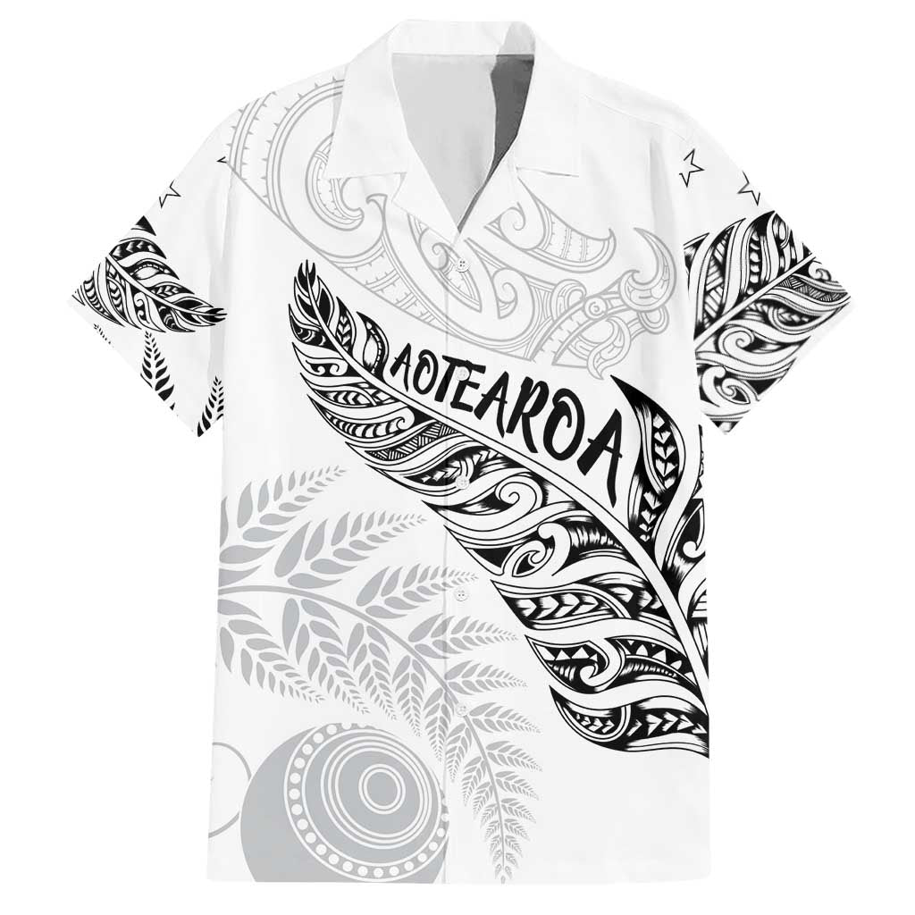 Aotearoa Personalized Lawn Bowls Maori Hawaiian Shirt New Zealand White Tribal Silver Fern - Polynesian Pride