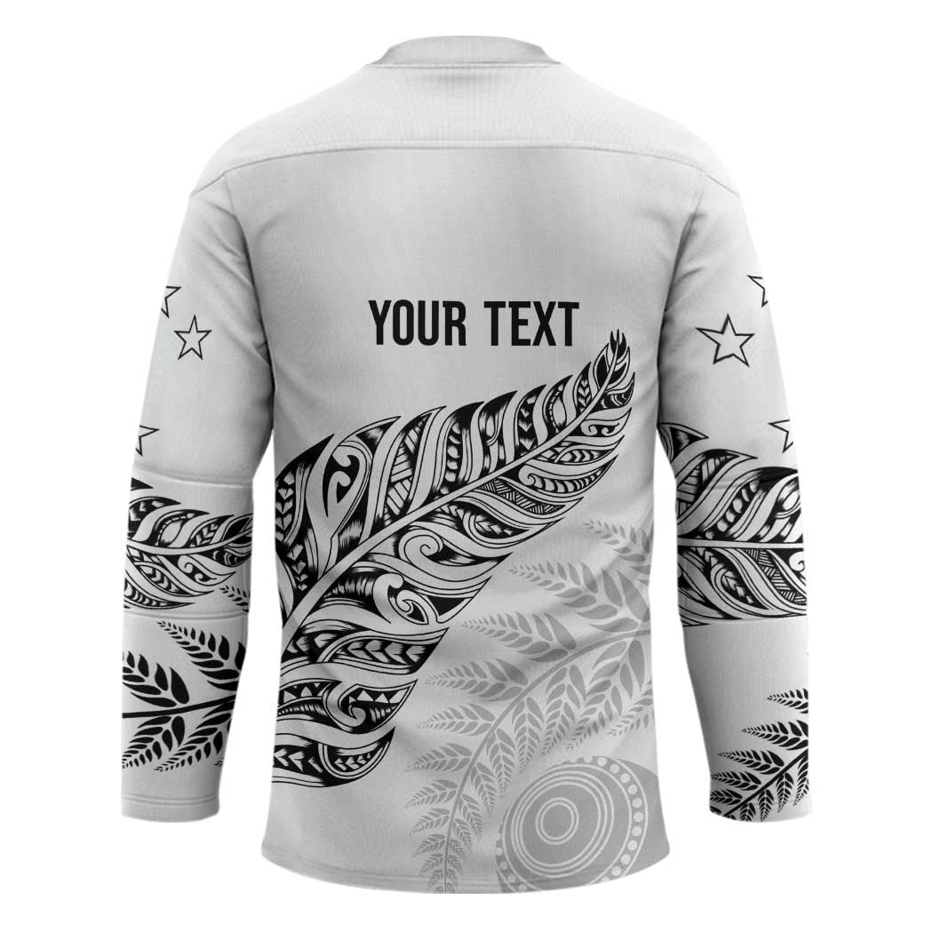 Aotearoa Personalized Lawn Bowls Maori Hockey Jersey New Zealand White Tribal Silver Fern LT7 - Polynesian Pride