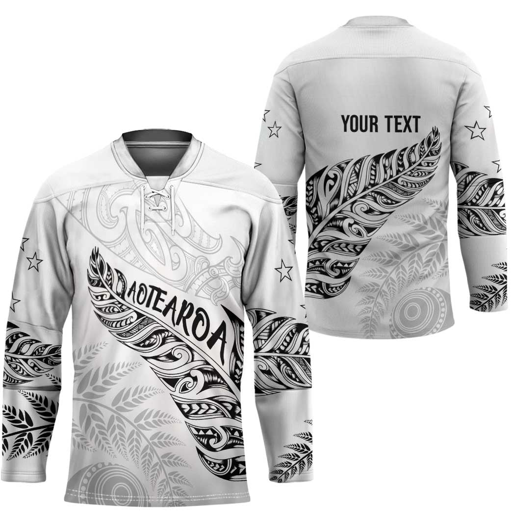 Aotearoa Personalized Lawn Bowls Maori Hockey Jersey New Zealand White Tribal Silver Fern LT7 - Polynesian Pride